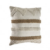 20" X 20" Tan And Beige Polyester Geometric Zippered Pillow