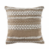 20" X 20" Beige And White Polyester Geometric Zippered Pillow