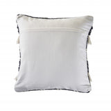 20" X 20" Navy And Ivory 100% Wool Geometric Zippered Pillow