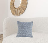 18" X 18" Navy And White 100% Cotton Geometric Zippered Pillow