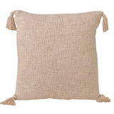 20" X 20" Beige 100% Cotton Zippered Pillow