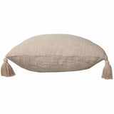 20" X 20" Beige 100% Cotton Zippered Pillow