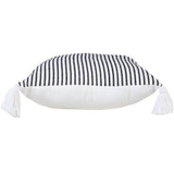 20" X 20" Black And White 100% Cotton Striped Zippered Pillow