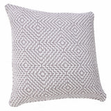 20" X 20" Gray And White 100% Cotton Geometric Zippered Pillow