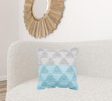 18" X 18" Gray and Beige Geometric Cotton Zippered Pillow