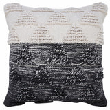 20" X 20" Black And Off-White 100% Cotton Geometric Zippered Pillow