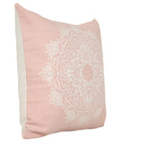 20" X 20" Light Pink And White 100% Cotton Geometric Zippered Pillow