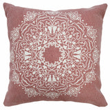 20" X 20" Dusty Rose And White 100% Cotton Geometric Zippered Pillow