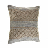 20" X 20" Beige And Grayish Blue 100% Cotton Geometric Zippered Pillow