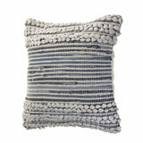18" X 18" Blue And Ivory 100% Cotton Geometric Zippered Pillow