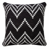 20" X 20" Black And White 100% Cotton Chevron Zippered Pillow