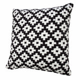 20" X 20" Black And White 100% Cotton Geometric Zippered Pillow