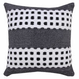 20" X 20" Black Gray And White 100% Cotton Striped Zippered Pillow