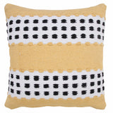 20" X 20" Black Gray And White 100% Cotton Striped Zippered Pillow