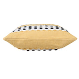 20" X 20" Yellow Black And White 100% Cotton Striped Zippered Pillow