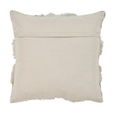 20" X 20" Black and Ivory Linen Cotton Blend Zippered Pillow