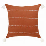 20" X 20" Rust Linen Striped Zippered Pillow