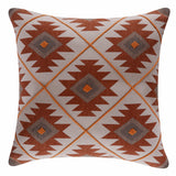 20" X 20" Rust And Off-White 100% Cotton Geometric Zippered Pillow