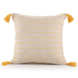 20" X 20" Golden Yellow And Ivory 100% Cotton Striped Zippered Pillow