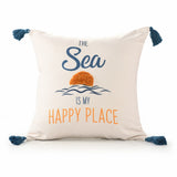 20" X 20" Navy And Golden Yellow Polyester Tropical Zippered Pillow