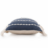 20" X 20" Navy And Ivory 100% Cotton Striped Zippered Pillow