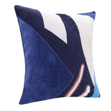 24" X 24" Cobalt Blue And Navy 100% Cotton Abstract Zippered Pillow