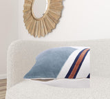 20" X 20" Brown Blue And Off-White 100% Cotton Abstract Zippered Pillow