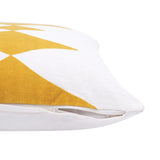 20" X 20" Yellow And White 100% Cotton Diamond Zippered Pillow
