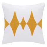 20" X 20" Yellow And White 100% Cotton Diamond Zippered Pillow