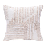 22" X 22" Cream And White 100% Cotton Striped Zippered Pillow