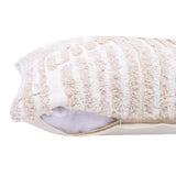 22" X 22" Cream And White 100% Cotton Striped Zippered Pillow