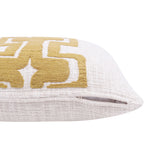 20" X 20" Yellow And Ivory 100% Cotton Geometric Zippered Pillow