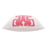 20" X 20" Coral And Ivory 100% Cotton Geometric Zippered Pillow