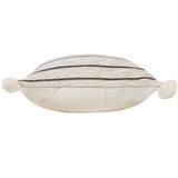 20" X 20" Beige White And Black Jute Striped Zippered Pillow