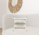 20" X 20" Tan And Beige Jute Zippered Pillow