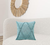 20" X 20" Forest Green Diamond Cotton Zippered Pillow