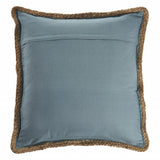 20" X 20" Turquoise Blue And Tan 100% Cotton Zippered Pillow