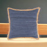 20" X 20" Turquoise Blue And Tan 100% Cotton Zippered Pillow