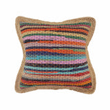 20" X 20" Tan Red Blue Yellow And Orange 100% Cotton Geometric Zippered Pillow