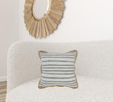 20" X 20" Coral Pink White And Tan 100% Cotton Striped Zippered Pillow