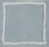 20" X 20" Sky Blue And White 100% Cotton Geometric Zippered Pillow