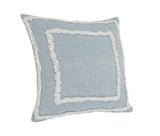 20" X 20" Sky Blue And White 100% Cotton Geometric Zippered Pillow