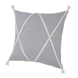20" X 20" Light Gray And White 100% Cotton Coastal Zippered Pillow