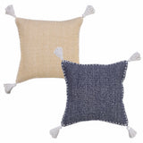 20" X 20" Deep Blue And White 100% Cotton Zippered Pillow