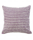 20" X 20" Purple And Cream 100% Cotton Striped Zippered Pillow