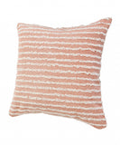 20" X 20" Dusty Pink And Cream 100% Cotton Striped Zippered Pillow