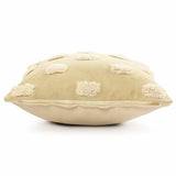 20" X 20" Cream And White 100% Cotton Zippered Pillow