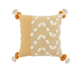 20" X 20" Yellow And Cream 100% Cotton Geometric Zippered Pillow