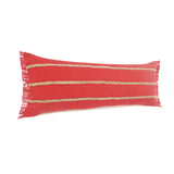 14" X 36" Red And Tan 100% Cotton Zippered Pillow