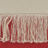 14" X 36" Raspberry Red And Off-White 100% Cotton Zippered Pillow